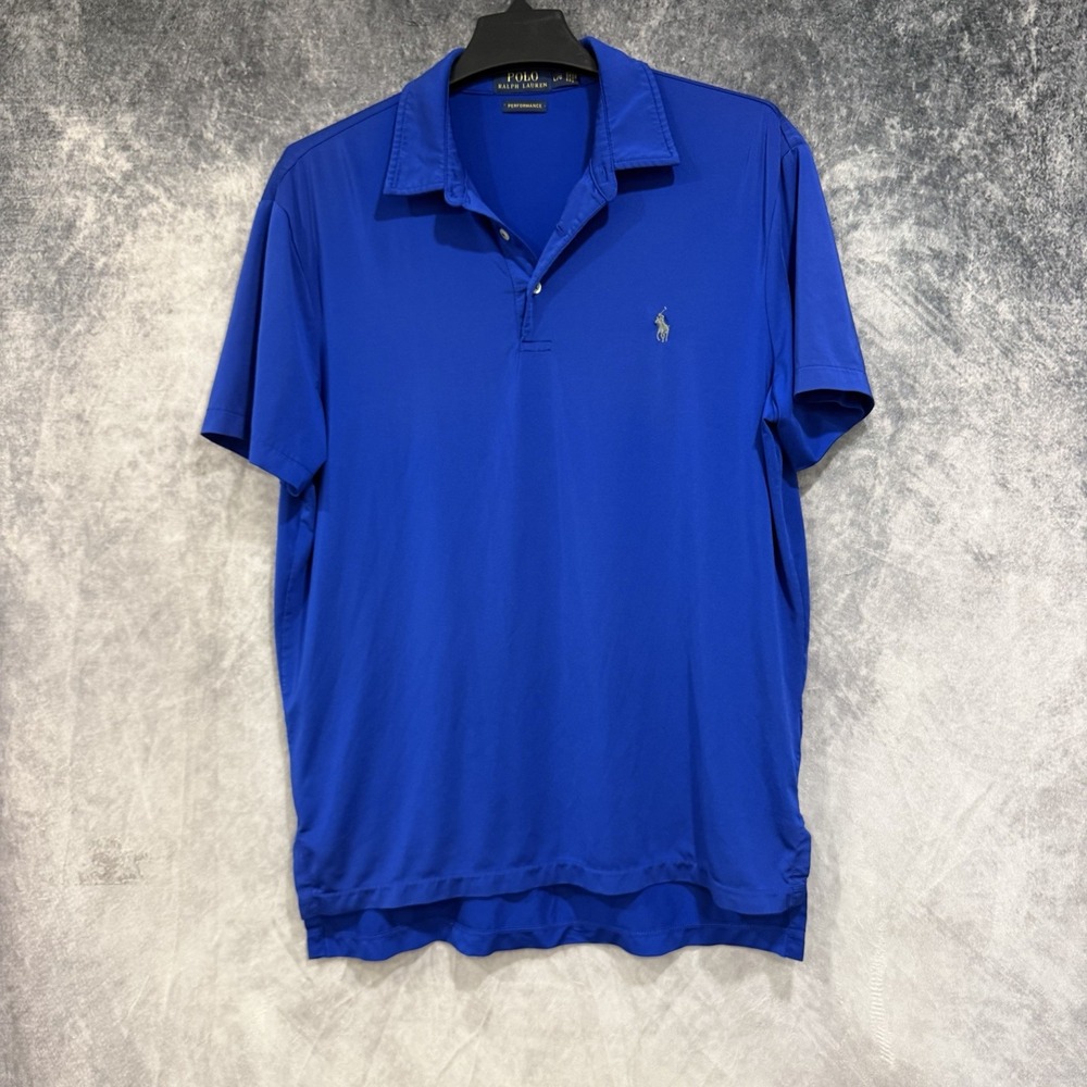 Polo Ralph Lauren Men's Large Performance Polo Shirt Blue Short Sleeve Golf
